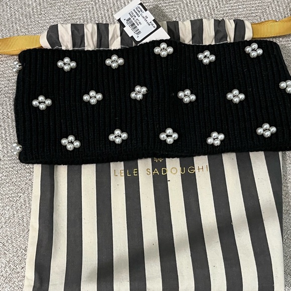 LELE SADOUGHI NWT AUTHENTIC PEARLS EMBELLISHED RIBBED KNIT EAR WARMER - Picture 1 of 12